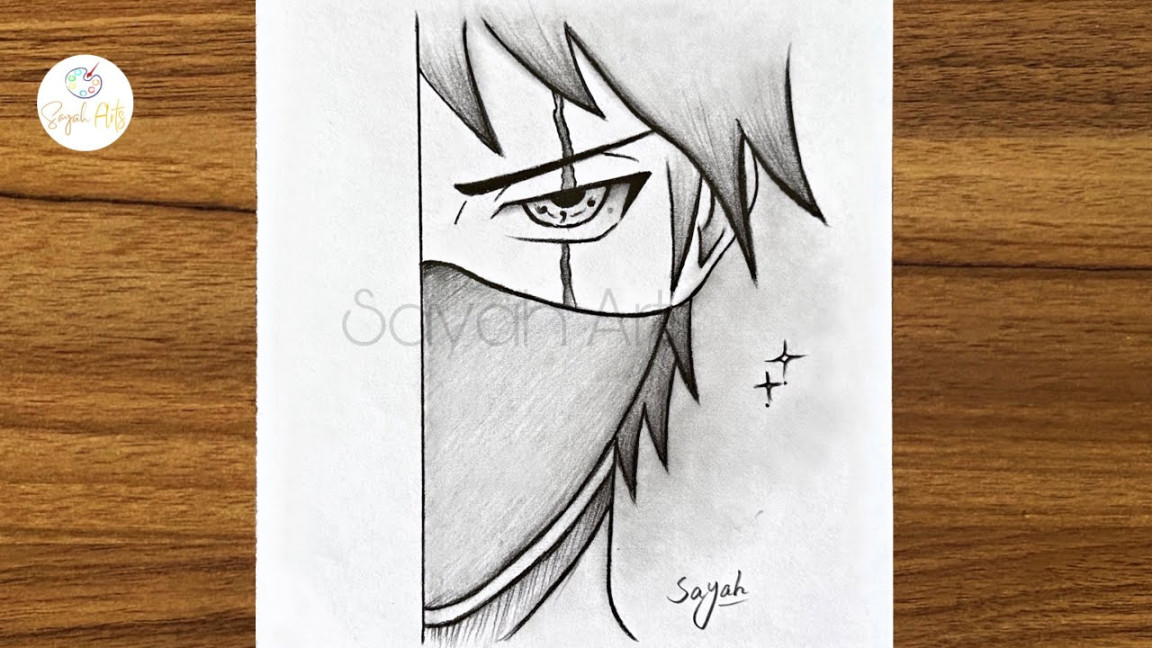 Easy anime drawing  How to draw kakashi Hatake step by step  Easy  drawings for beginners