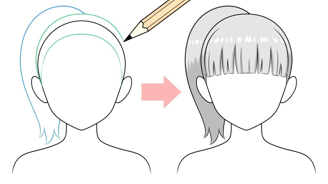 How to Draw Anime Ponytail Hair ( Steps)